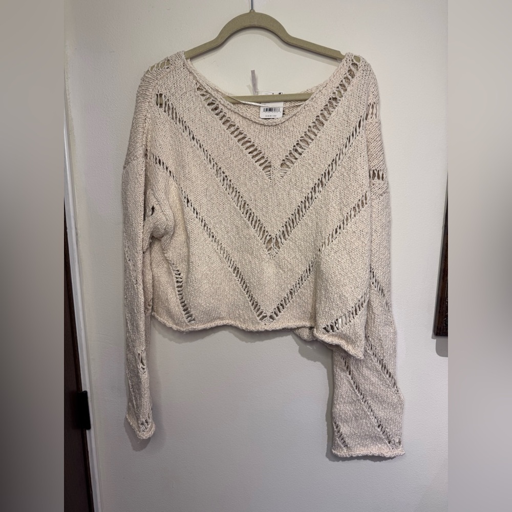 NWT Free People Women’s Distressed cropped sweater-L